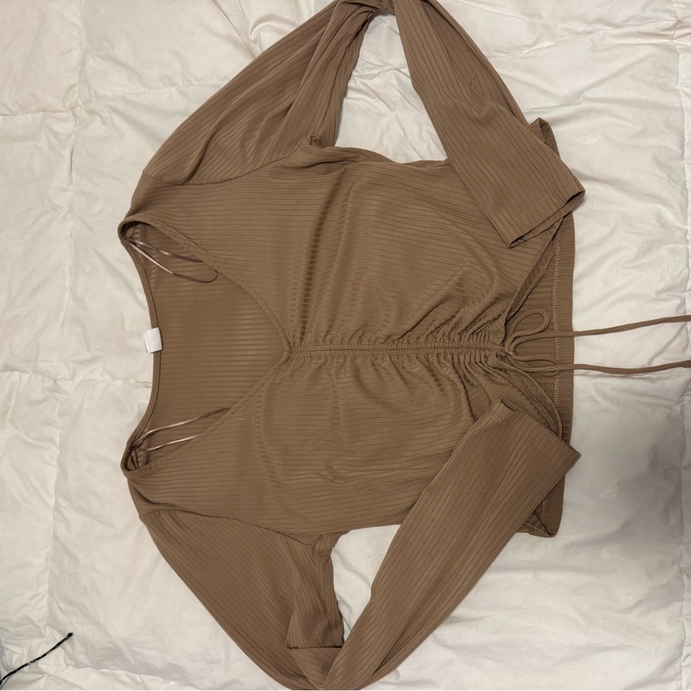 Melrose and Market Tan Ribbed Top